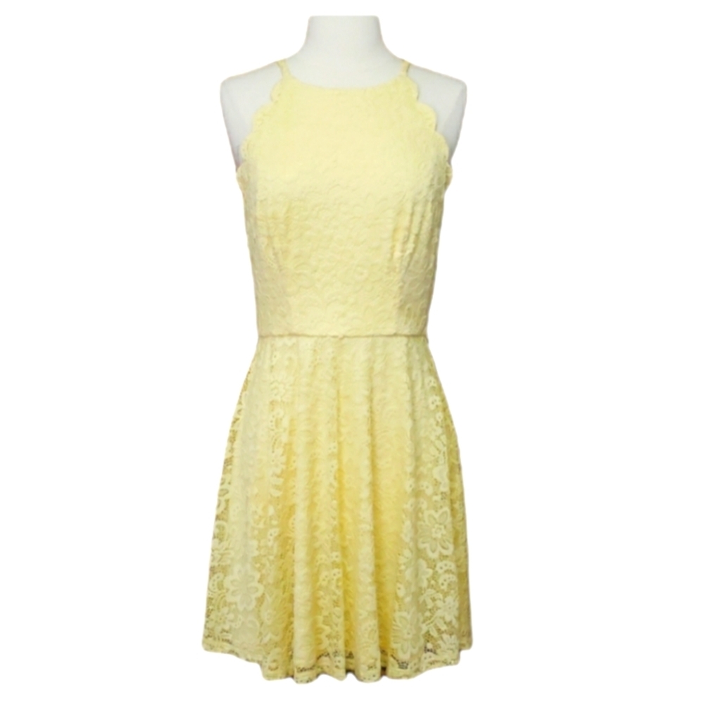 NEW Lace Halter Fit & Flare Dress Yellow Size M (juniors)